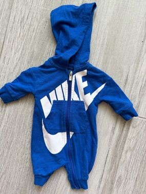 Nike Royal Blue and White Newborn Zip Hoodie